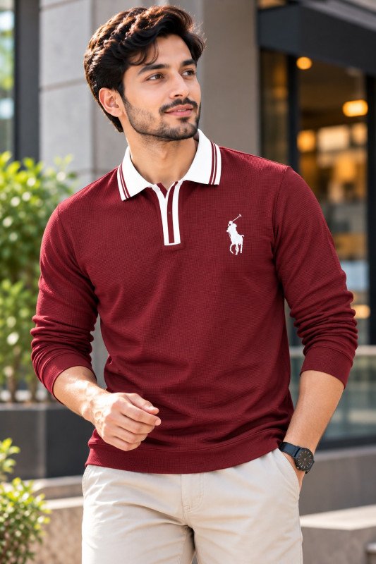 Premium Embroidery Full Sleeve Polo Shirt