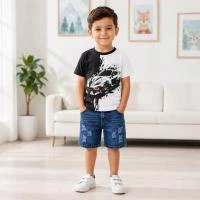 Kids Tshirt and Denim Short Pant Set