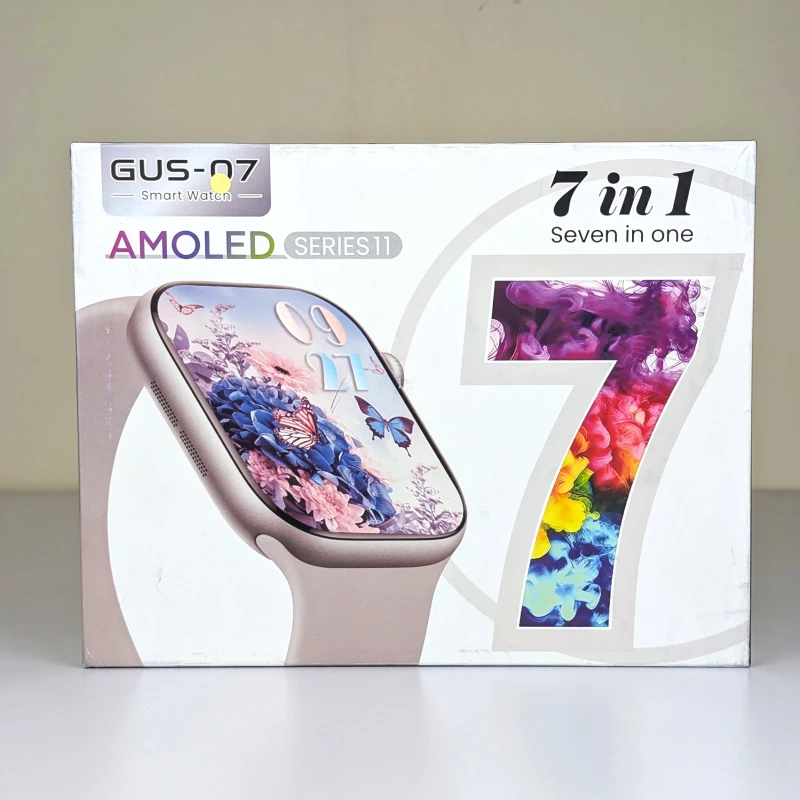 GUS-07 Series 11 AMOLED Smartwatch (7-in-1 Combo) – Vibrant Display, 7 Interchangeable Premium Straps (Silicon, Ocean, Fabric), Bluetooth Notifications & Comprehensive Health Trackers
