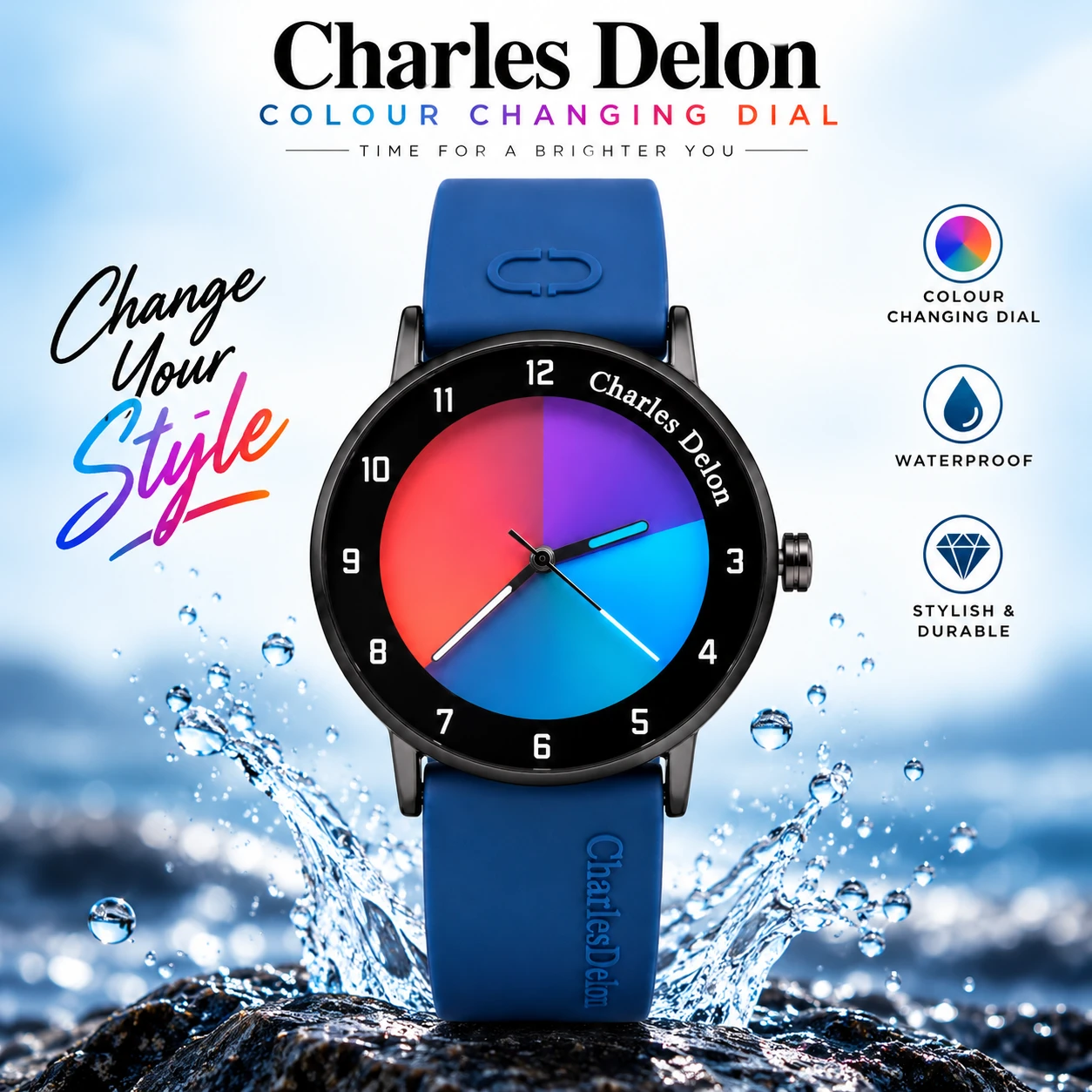 Charles Delon Waterproof Color-Changing Watch